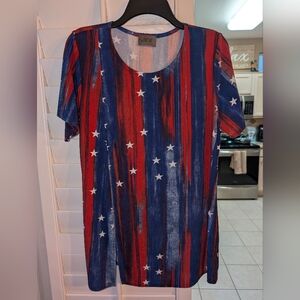 JTC Women's Red and Blue Star Print Top